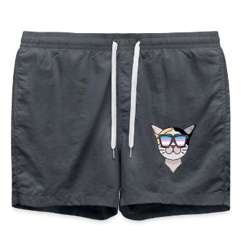 Chat Bobtail japonais transsexuel transgenre - Short de bain - charbon - Devant - AI Model Male 185 light (185cm)