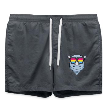 Pansexual Rhino - Rhino with Glasses - Swim Trunks - anthracite - Front - AI Model Male 185 light (185cm)