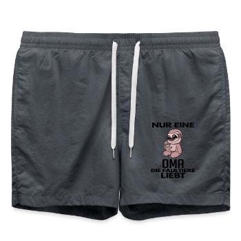 Oma Großmutter Faultier - Badeshorts - Anthrazit - Vorne - AI Model Male 185 light (185cm)