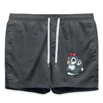 Liebevoller Pinguin mit Pinguin Kind für Pinguin - Badeshorts - Anthrazit - Vorne - AI Model Male 185 light (185cm)