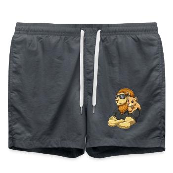 Starker Löwe mit Löwen Kind für einen Löwen - Badeshorts - Anthrazit - Vorne - AI Model Male 185 light (185cm)