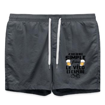 Je Suis Un Mec Simple J'aime Le Vélo Et L'apéro - Short de bain - charbon - Devant - AI Model Male 185 light (185cm)