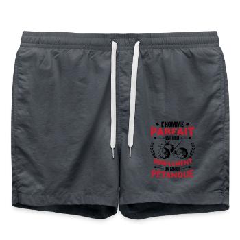 L'homme parfait qui aime la pétanque Humour Cadeau - Short de bain - charbon - Devant - AI Model Male 185 light (185cm)