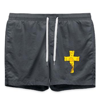 Cross symbol cheese - Swim Trunks - anthracite - Front - AI Model Male 185 light (185cm)