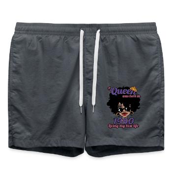 A Queen Was Born In 1980 - 42 Years Old Birthday - Swim Trunks - anthracite - Front - AI Model Male 185 light (185cm)