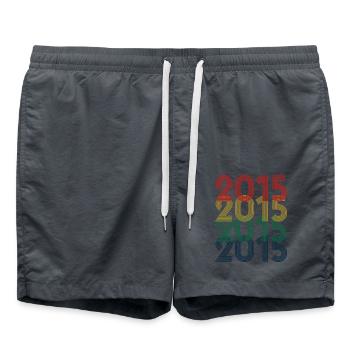 Cool Retro 2015, 8 Years Old, 8th Birthday Kids - Swim Trunks - anthracite - Front - AI Model Male 185 light (185cm)