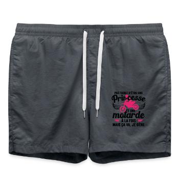 Moto Vélo Anniversaire Motocross Femme Idée Cadeau - Short de bain - charbon - Devant - AI Model Male 185 light (185cm)