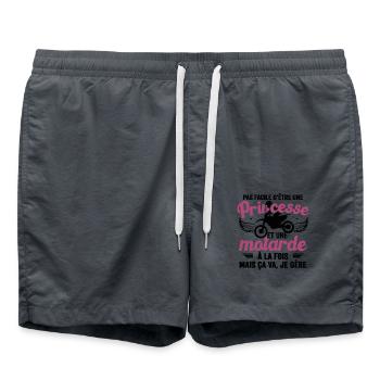 Moto Vélo Vtt Anniversaire Motocross Femme Maman - Short de bain - charbon - Devant - AI Model Male 185 light (185cm)