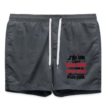 Super beau-papa c'est comme un super héros - Short de bain - charbon - Devant - AI Model Male 185 light (185cm)