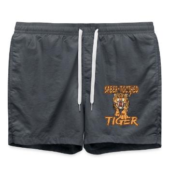 Säbelzahntiger Geschenke Raubkatze Steinzeit für - Badeshorts - Anthrazit - Vorne - AI Model Male 185 light (185cm)