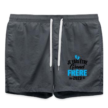Cadeau Je vais être grand frère 2023 - Short de bain - charbon - Devant - AI Model Male 185 light (185cm)
