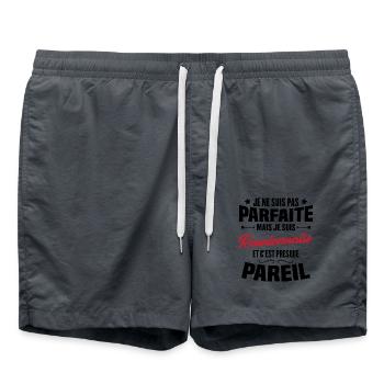 Je ne suis pas parfaite mais je suis Réunionnaise - Short de bain - charbon - Devant - AI Model Male 185 light (185cm)