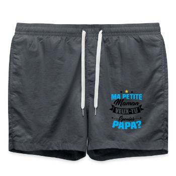 Ma Petite Maman Veux Tu Épouser Papa ? - Short de bain - charbon - Devant - AI Model Male 185 light (185cm)