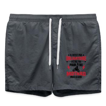 Pas obligatoire d'être fou pour être motard - Short de bain - charbon - Devant - AI Model Male 185 light (185cm)