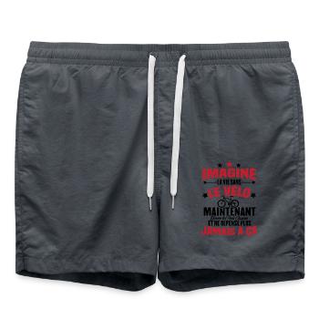 Imagine la vie sans vélo, Cadeau humour vélo - Short de bain - charbon - Devant - AI Model Male 185 light (185cm)