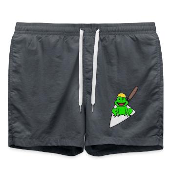 Handwerker Frosch Maurer Maurerkelle Baustelle Bau - Badeshorts - Anthrazit - Vorne - AI Model Male 185 light (185cm)