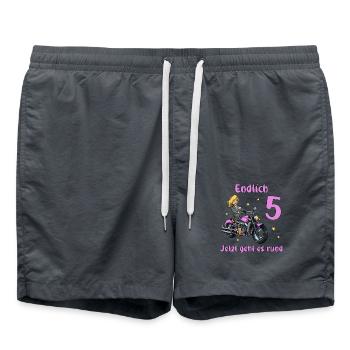 Geburtstagsshirt Motorrad - 5 Geburtstag Mädchen - Badeshorts - Anthrazit - Vorne - AI Model Male 185 light (185cm)