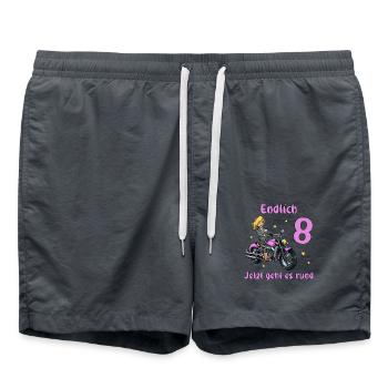 Geburtstagsshirt Motorrad - 8 Geburtstag Mädchen - Badeshorts - Anthrazit - Vorne - AI Model Male 185 light (185cm)