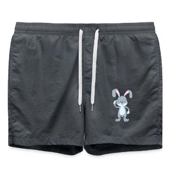 Seid ihr noch ganz dicht? Hase beim Vogel zeigen - Badeshorts - Anthrazit - Vorne - AI Model Male 185 light (185cm)