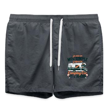 Mec Simple Qui Aime Le Camping Car Et L'apéro - Short de bain - charbon - Devant - AI Model Male 185 light (185cm)