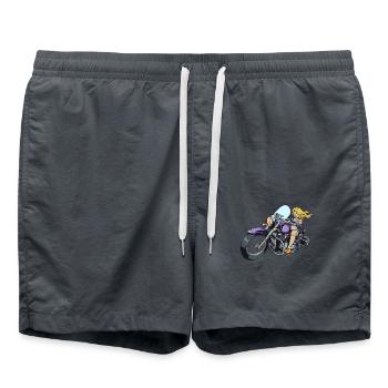 Sexy Lady auf Motorrad - Badeshorts - Anthrazit - Vorne - AI Model Male 185 light (185cm)