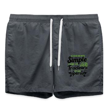 Mec Simple Qui Aime Les Tracteurs Et Les Apéros - Short de bain - charbon - Devant - AI Model Male 185 light (185cm)