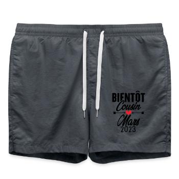 Bientôt Cousin Mars 2023, Annonce Grossesse - Short de bain - charbon - Devant - AI Model Male 185 light (185cm)