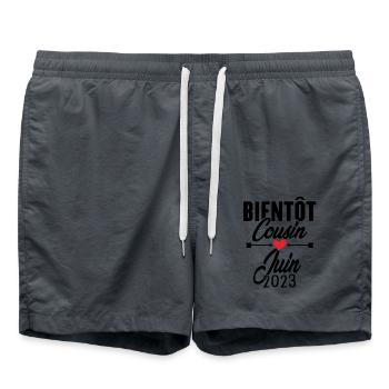 Bientôt Cousin Juin 2023, Annonce Grossesse - Short de bain - charbon - Devant - AI Model Male 185 light (185cm)