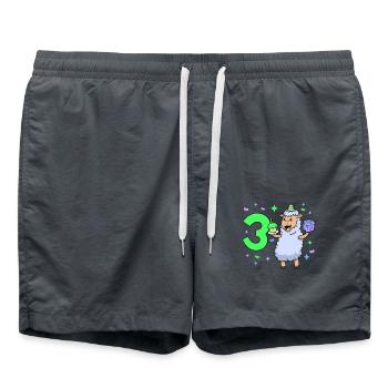 With sheep - girl birthday 3 years - Swim Trunks - anthracite - Front - AI Model Male 185 light (185cm)
