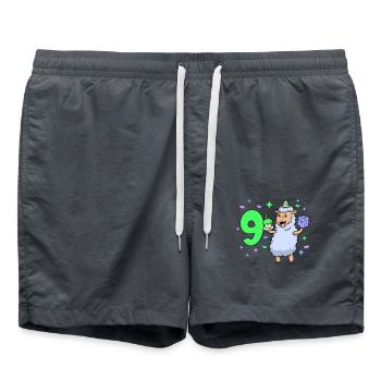 Mit Schaf - Mädchen Geburtstag 9 Jahre - Badeshorts - Anthrazit - Vorne - AI Model Male 185 light (185cm)