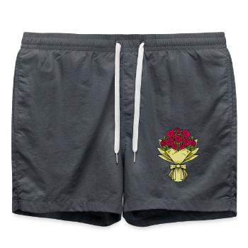 Roses Rouges - Bouquet - Short de bain - charbon - Devant - AI Model Male 185 light (185cm)