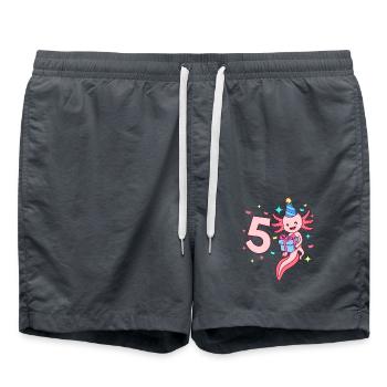 With Axolotl - Girl's Birthday 5 years - Swim Trunks - anthracite - Front - AI Model Male 185 light (185cm)