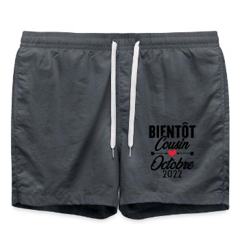 Bientôt Cousin Octobre 2022, Annonce Grossesse - Short de bain - charbon - Devant - AI Model Male 185 light (185cm)