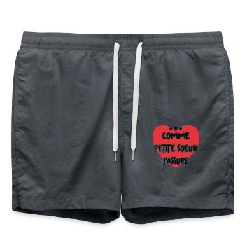 Comme Petite Soeur J'assure Idée Cadeau Cœur Love - Short de bain - charbon - Devant - AI Model Male 185 light (185cm)
