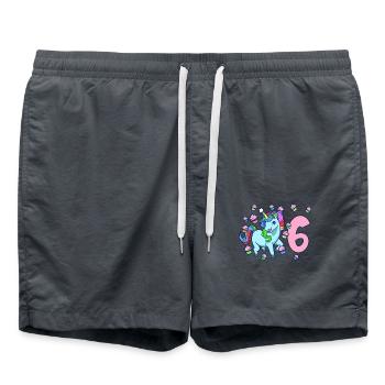 Mit Einhorn - Mädchen Geburtstag 6 Jahre - Badeshorts - Anthrazit - Vorne - AI Model Male 185 light (185cm)