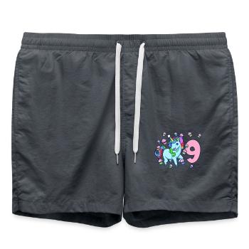 Mit Einhorn - Mädchen Geburtstag 9 Jahre - Badeshorts - Anthrazit - Vorne - AI Model Male 185 light (185cm)