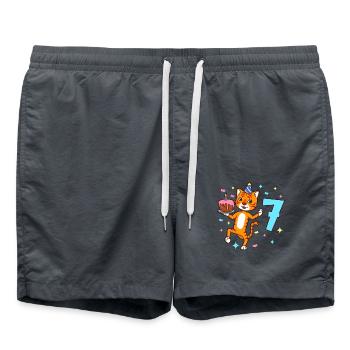 With Tiger - Boys' birthday 7 years - Swim Trunks - anthracite - Front - AI Model Male 185 light (185cm)