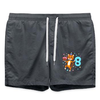 With Tiger - Boy's birthday 8 years - Swim Trunks - anthracite - Front - AI Model Male 185 light (185cm)
