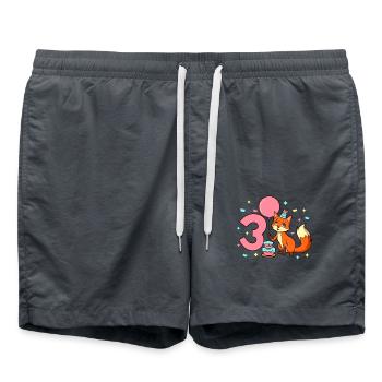Mit Fuchs - Mädchen Geburtstag 3 Jahre - Badeshorts - Anthrazit - Vorne - AI Model Male 185 light (185cm)