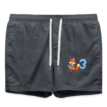 Mit Fuchs - Jungen Geburtstag 3 Jahre - Badeshorts - Anthrazit - Vorne - AI Model Male 185 light (185cm)