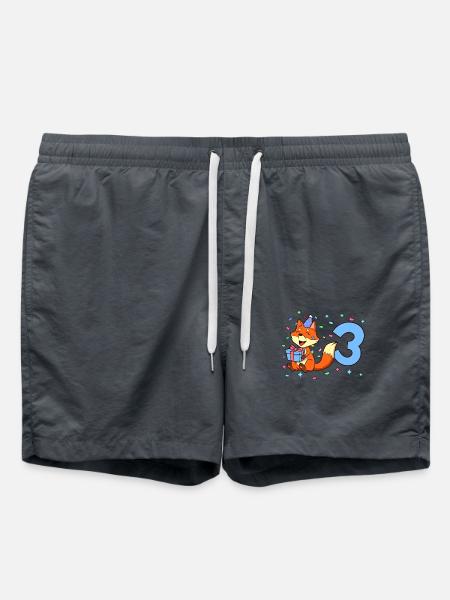 Mit Fuchs - Jungen Geburtstag 3 Jahre - Badeshorts - Anthrazit