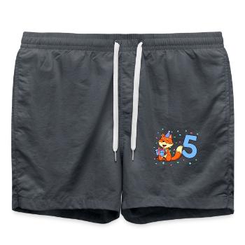 Mit Fuchs - Jungen Geburtstag 5 Jahre - Badeshorts - Anthrazit - Vorne - AI Model Male 185 light (185cm)