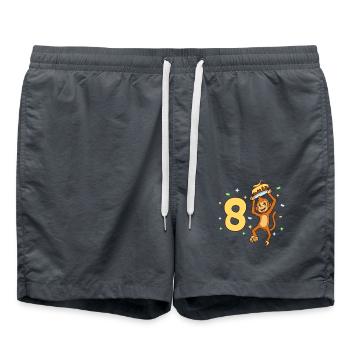 Avec singe - anniversaire des enfants 8 ans - Short de bain - charbon - Devant - AI Model Male 185 light (185cm)
