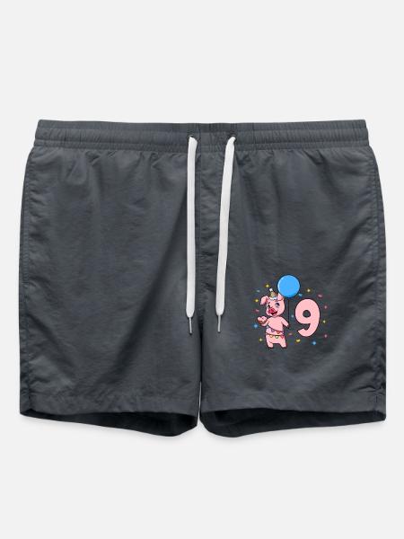 Mit Schwein - Kinder Geburtstag 9 Jahre - Badeshorts - Anthrazit