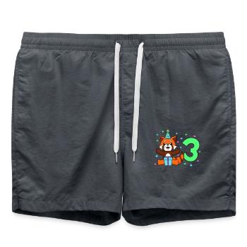 Mit Roter Panda - Kinder Geburtstag 3 Jahre - Badeshorts - Anthrazit - Vorne - AI Model Male 185 light (185cm)