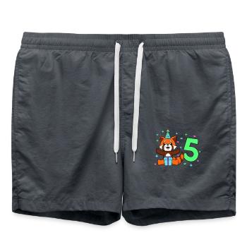 Mit Roter Panda - Kinder Geburtstag 5 Jahre - Badeshorts - Anthrazit - Vorne - AI Model Male 185 light (185cm)
