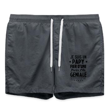 Je suis un papy fier d'une petite fille géniale - Short de bain - charbon - Devant - AI Model Male 185 light (185cm)