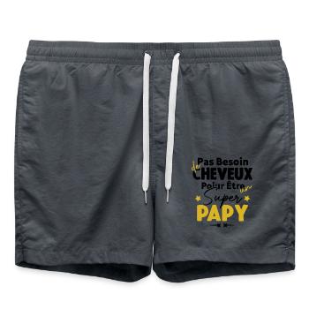 Pas besoin de cheveux pour être un super papy - Short de bain - charbon - Devant - AI Model Male 185 light (185cm)