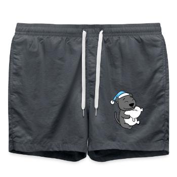 jolie panthère noire avec oreiller et bonnet de couchage - Short de bain - charbon - Devant - AI Model Male 185 light (185cm)