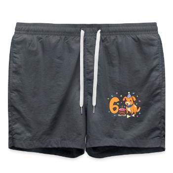Avec chien - anniversaire des enfants 6 ans - Short de bain - charbon - Devant - AI Model Male 185 light (185cm)